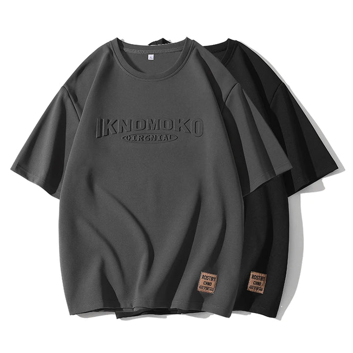 Summer Men's T-Shirt Retro Street Trendy Men's Loose Hip Hop Short Sleeve Casual Print Mens Streetwear Top Tees Fashion Male Top