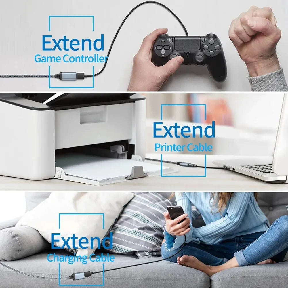 UTHAI Nylon Braided USB 3.0 Male-To-Female High-Speed Transmission Data Cable Computer Camera Printer Extension Cable