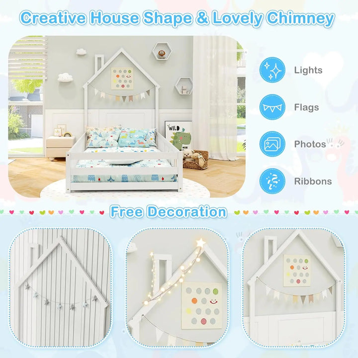 Twin House Floor Bed Wood