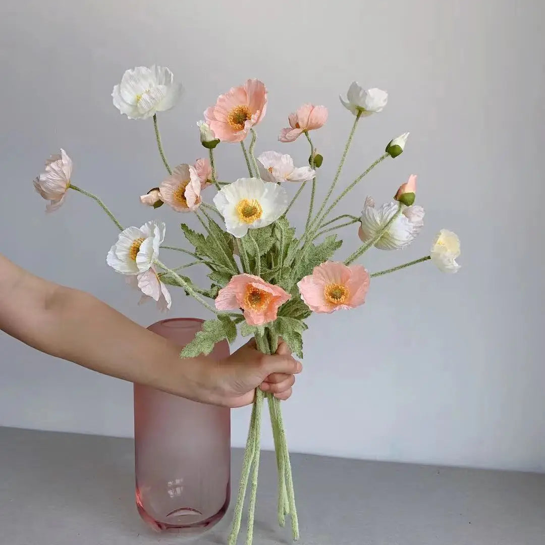 Artificial Silk Poppy Flowers Bouquet
