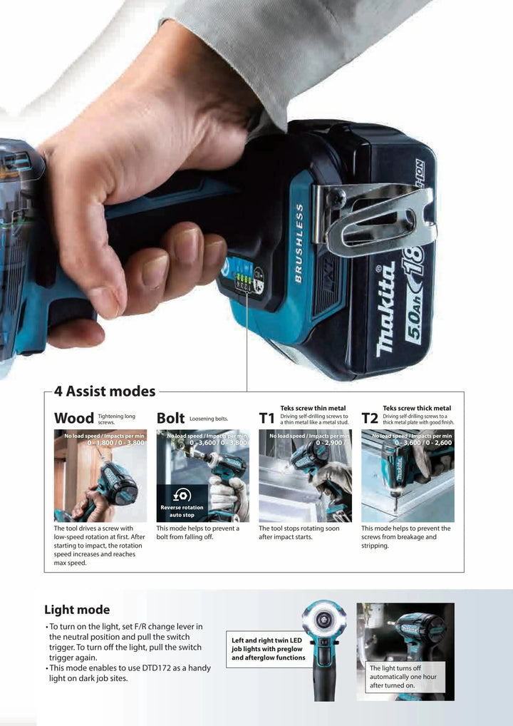 Makita Wireless drills DTD172 Charging Drill Brushless Driver 18V Electric Screwdriver Impact Hand Electric Drill Electric Tool