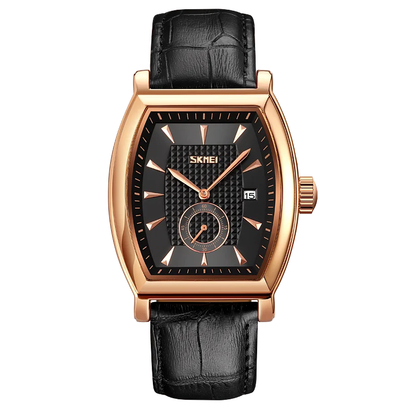 SKMEI relogio masculino Top Brand Luxury Genuine Leather Strap Business Mens Watches Waterproof Quartz Date Time Wristwatches