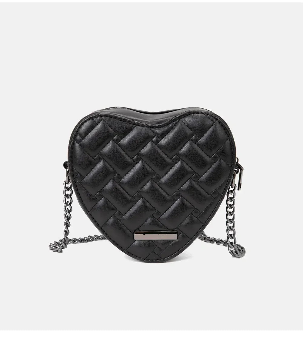 2024 Women's Heart-Shaped Herringbone Crossbody Bag with Eagle and Bird Head Shoulder Bag Chain Purse