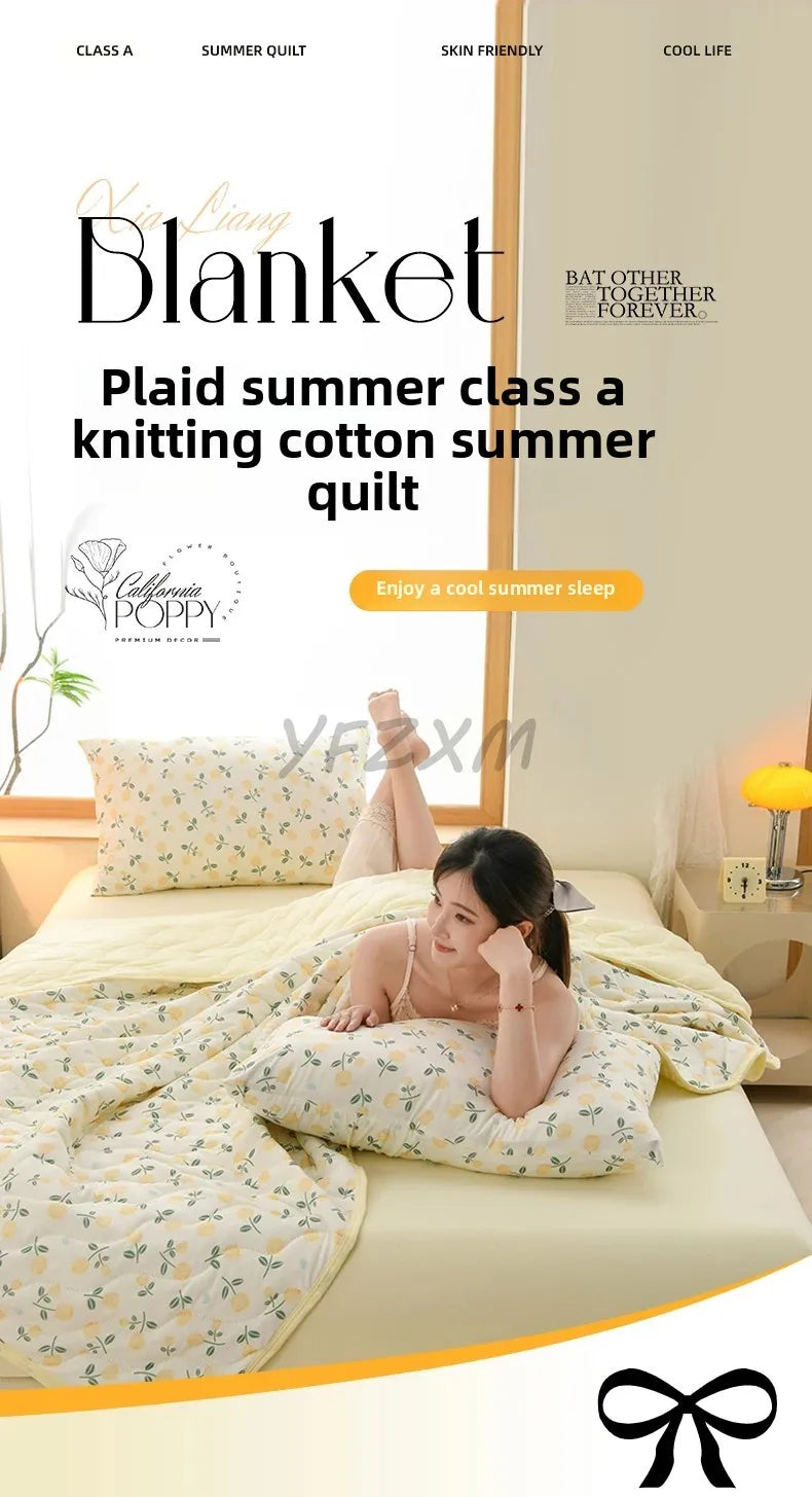 New Florals Spring Summer Blanket for Single Double Soft Skin-friendly Quilt Breathable Comfortable Air Conditioning Comforter