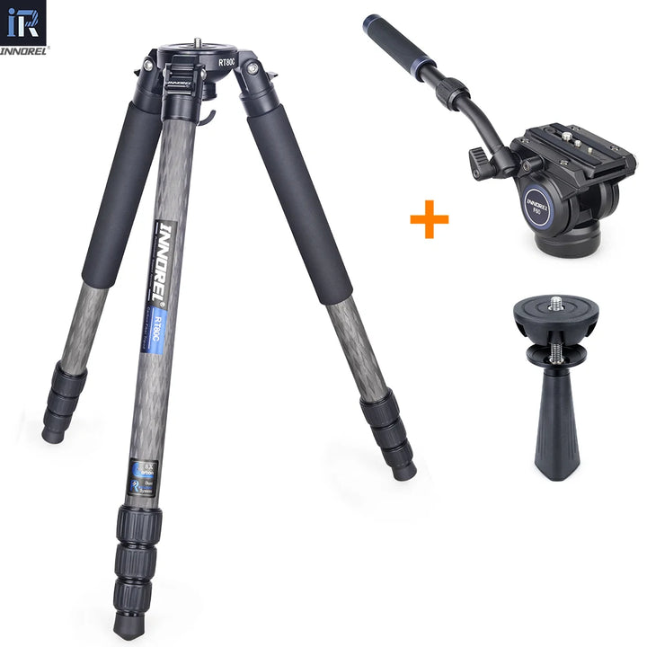 INNOREL RT80C Carbon Fiber Camera Tripod Professional Birdwatching Heavy Duty Tripod 75mm Bowl Adapter for DSLR Video Camcorder