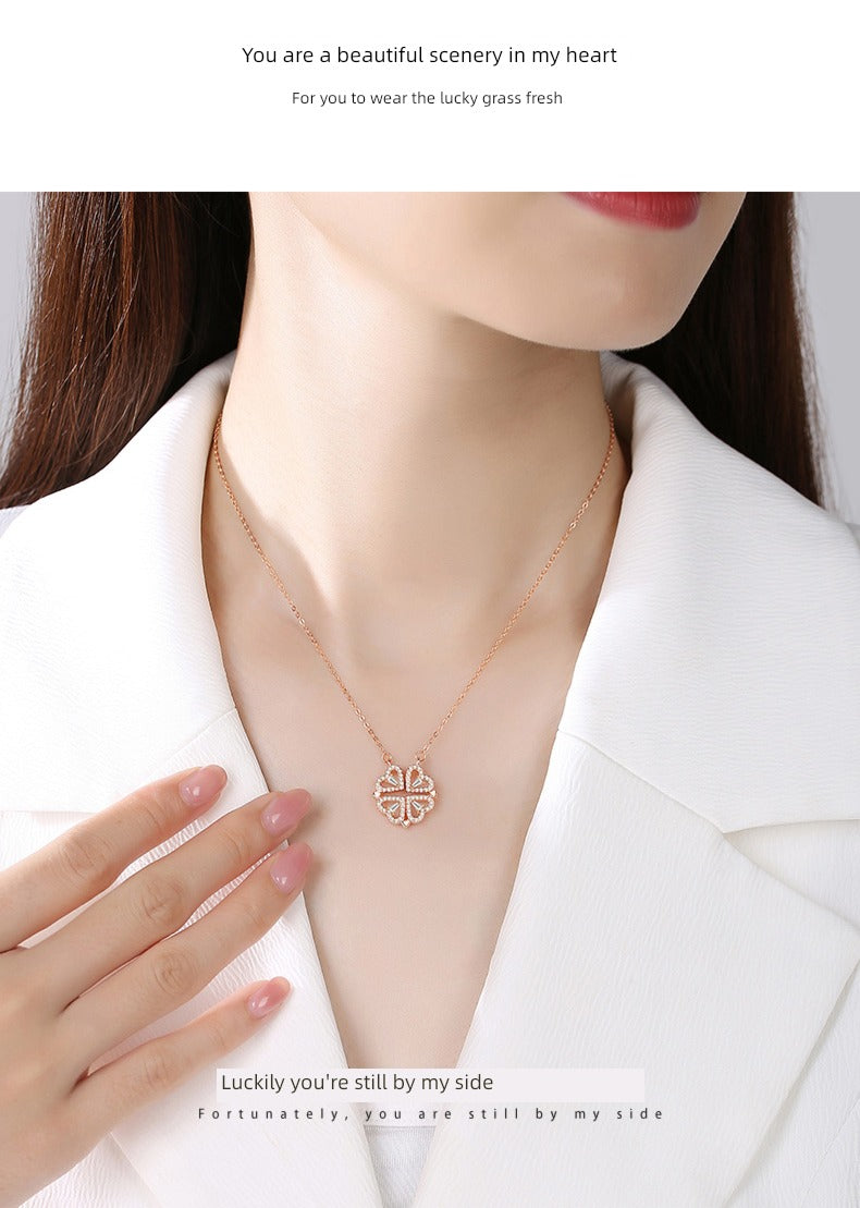 Valentine's Day Sterling Silver Necklace Girl Pendant Clover