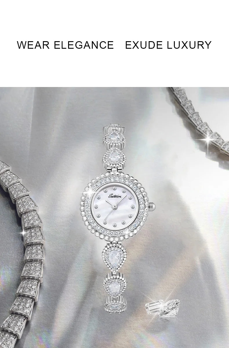 Sotoiru Luxury Bracelet Party Watches For Women Zircon Waterdrop Shape Quartz Wristwatch Jewel Accessory Gifts For Woman