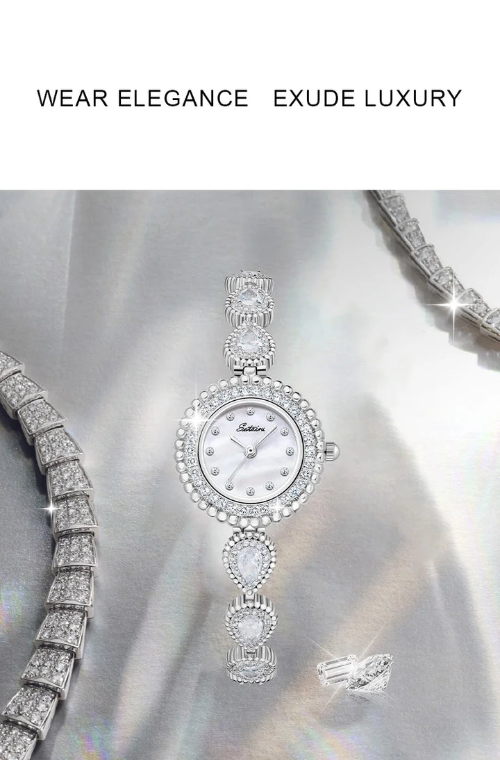 Sotoiru Luxury Bracelet Party Watches For Women Zircon Waterdrop Shape Quartz Wristwatch Jewel Accessory Gifts For Woman