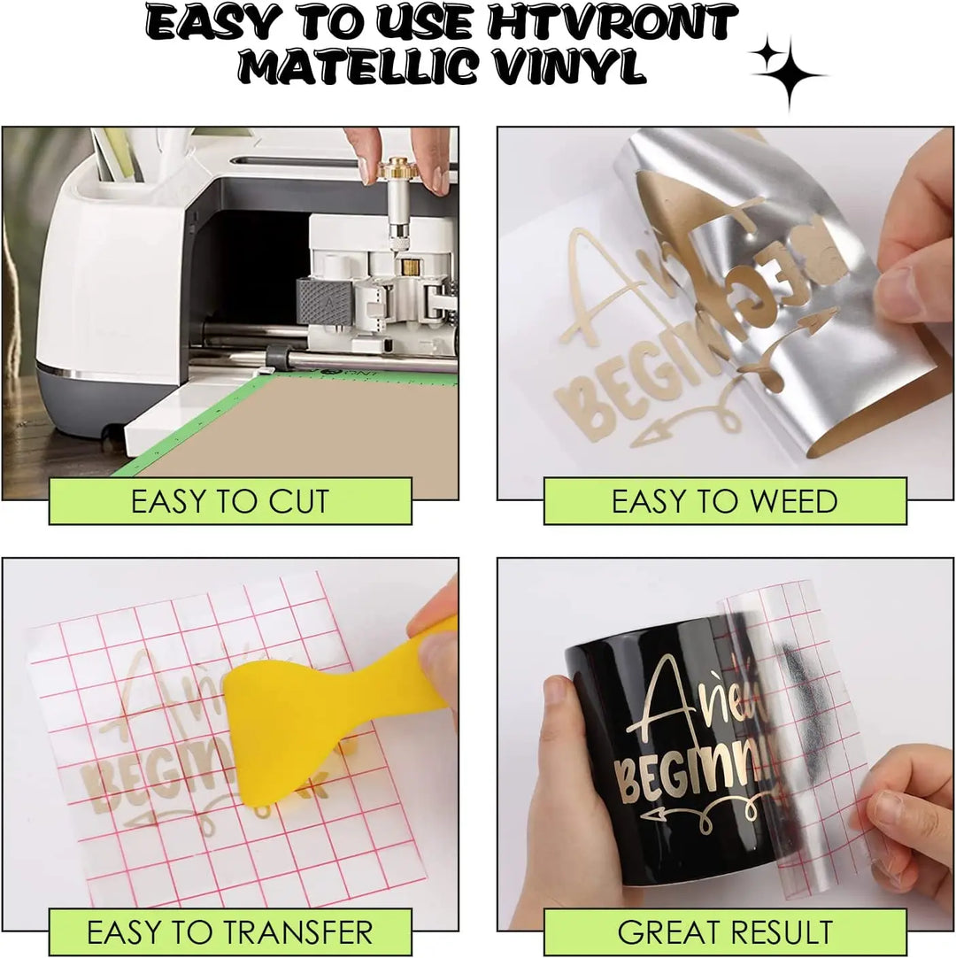 9pcs HTVRONT 30X30cm Matte Metallic Permanent Adhesive Vinyl Bundle Sheets Sticky Craft Sticker Film for Cricut DIY Decor