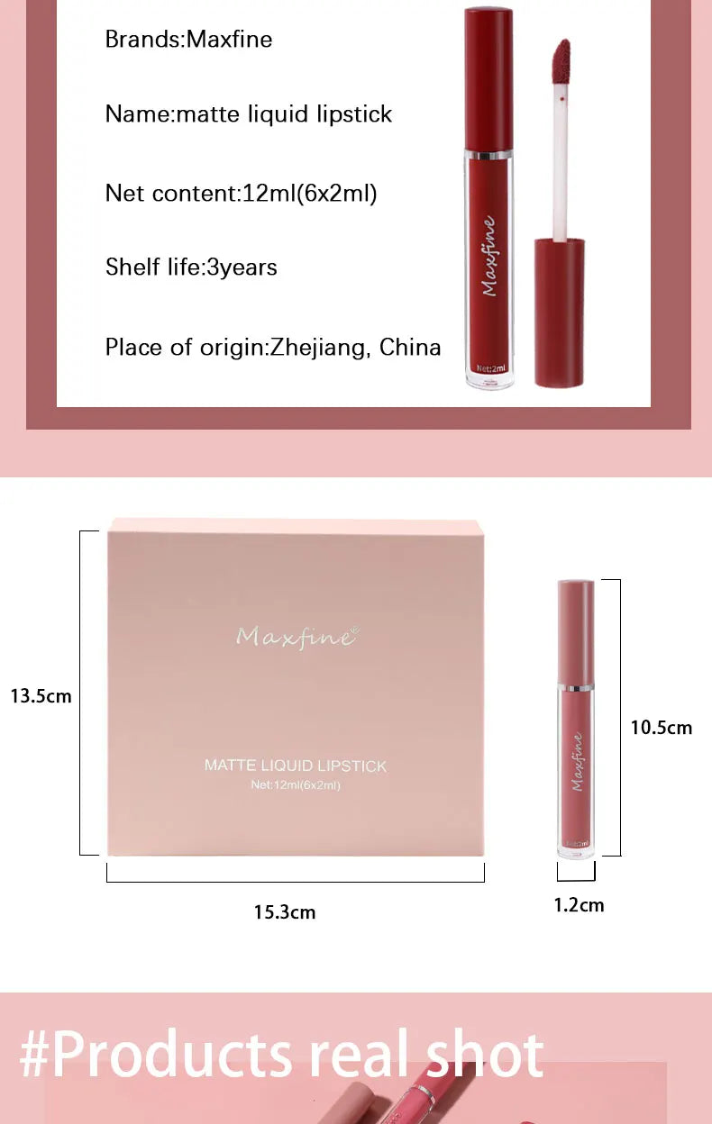6-Color Waterproof Lip Gloss Set
