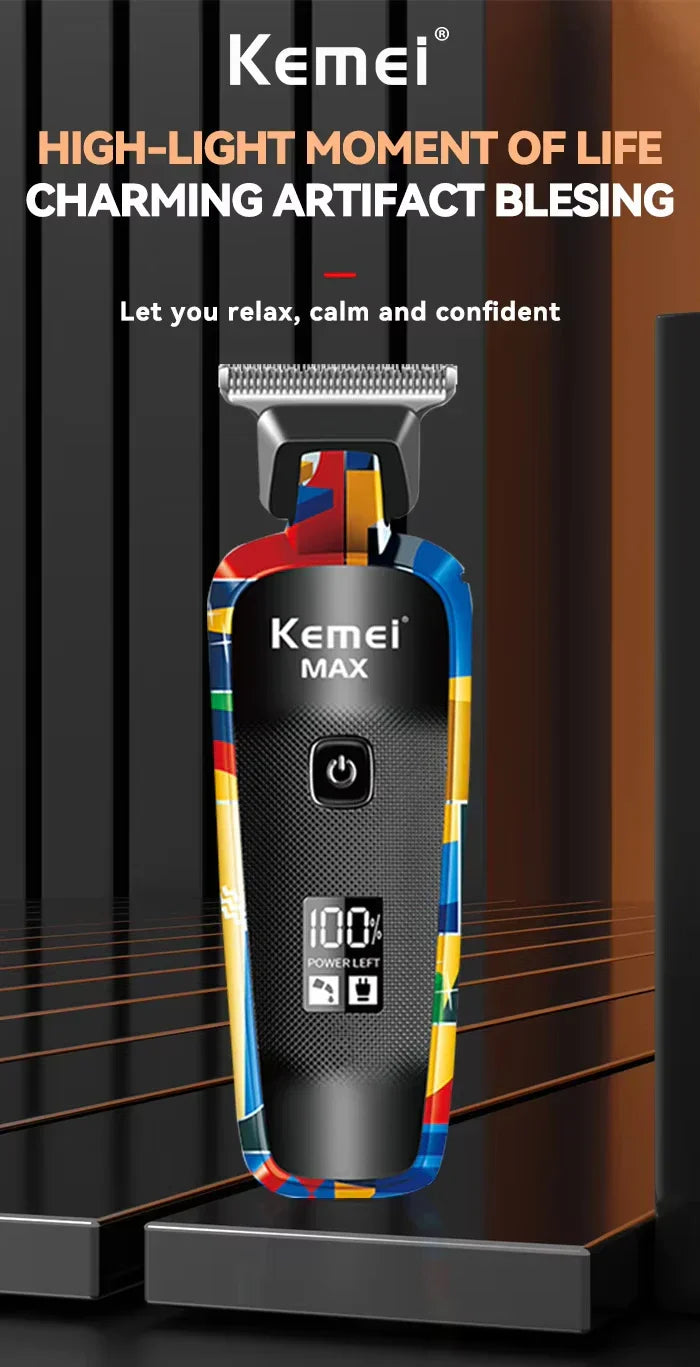 Kemei Professional Electric Hair Clipper Rechargeable Graffiti Pattern Beard Trimmer Men's Shaver KM-MAX2092 KM-MAX5090 KM-1102H