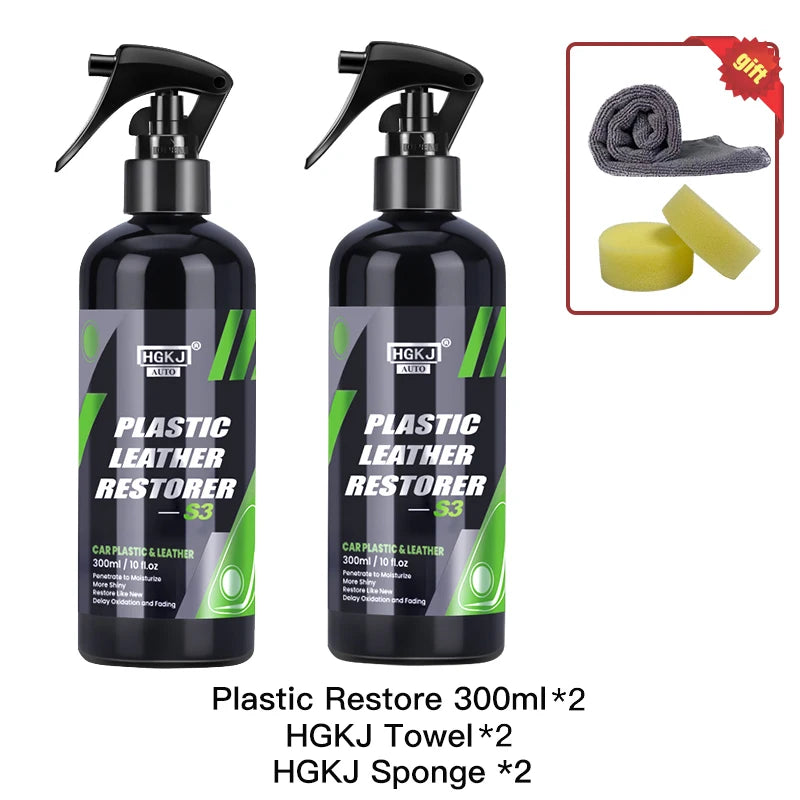300ML Car Interior Plastic Restorer HGKJ S3 Liquid Leather Seat Spray Restoration Coat Wax Car Care Product Plastics Renovator