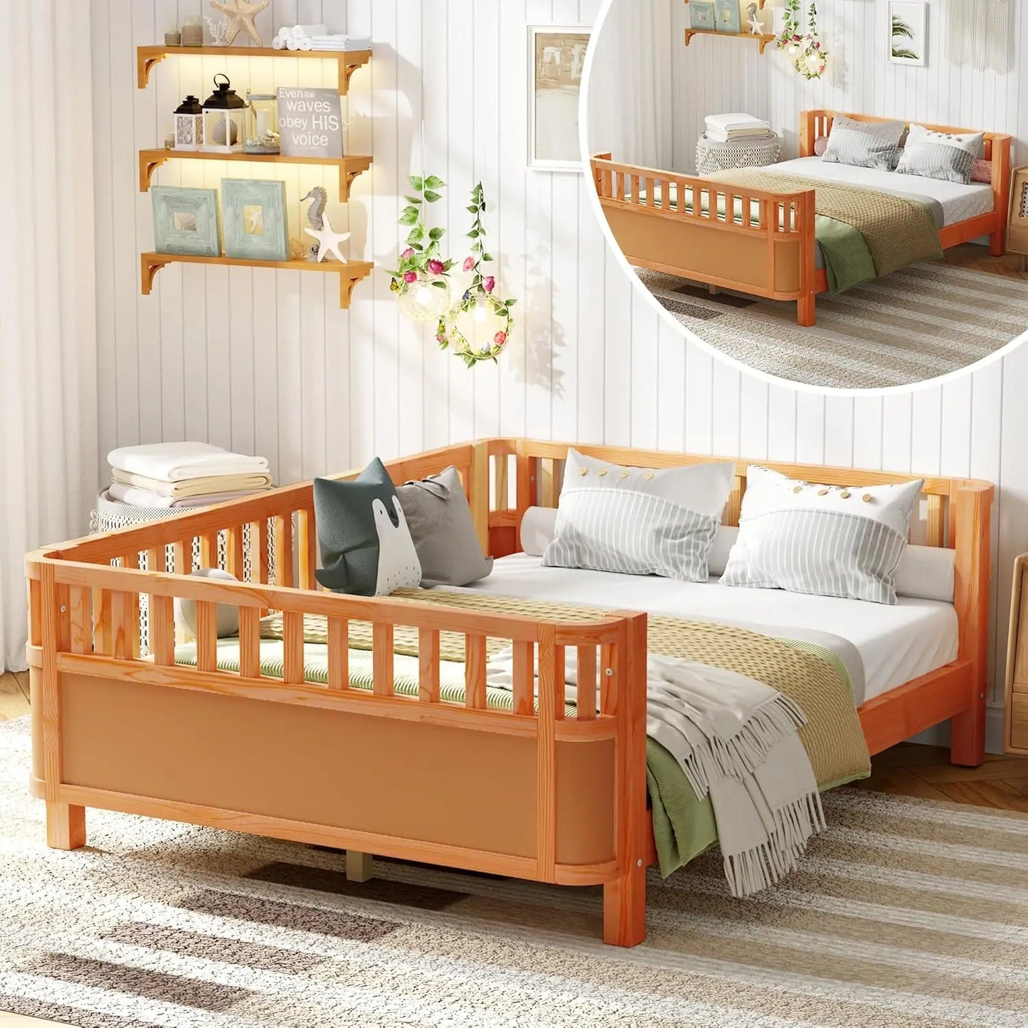 Wooden Montessori Bed with Rails