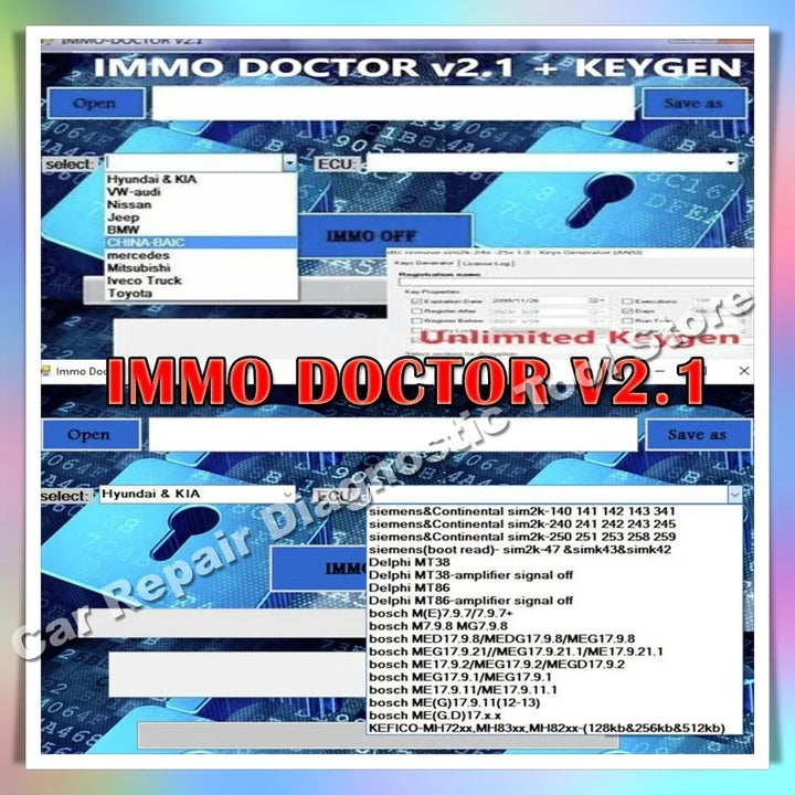IMMO OFF software pack immoff 17 IMMO doctor V2.1 IMMO service tool Pin Code Calculator IMMO Universal Decoding 3.2 ImmoKille