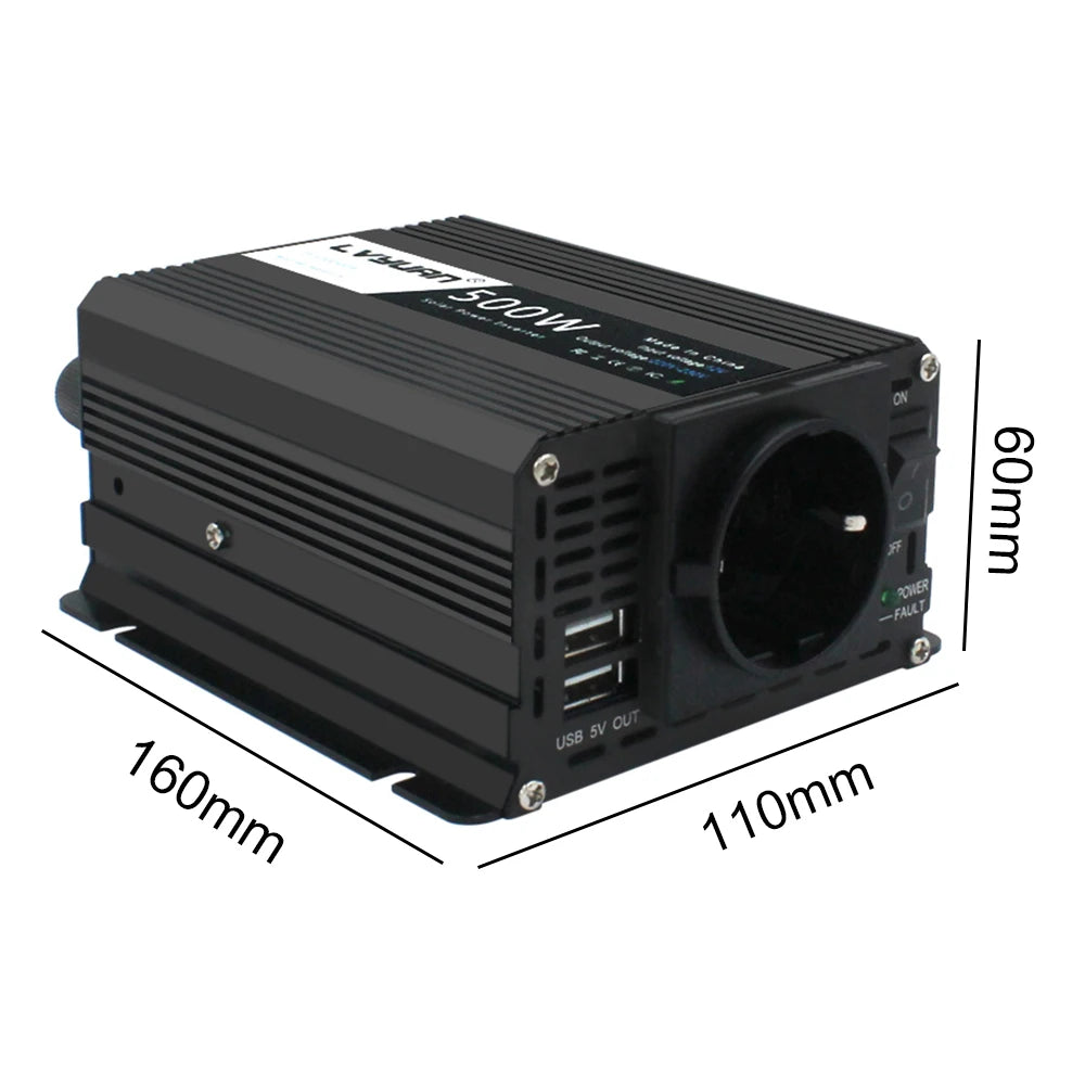 500W DC 12V To AC 110V 220V 50Hz 60Hz Car Power Inverter Automatic Transformer Adapter Dual USB EU US Universal Socket Converter