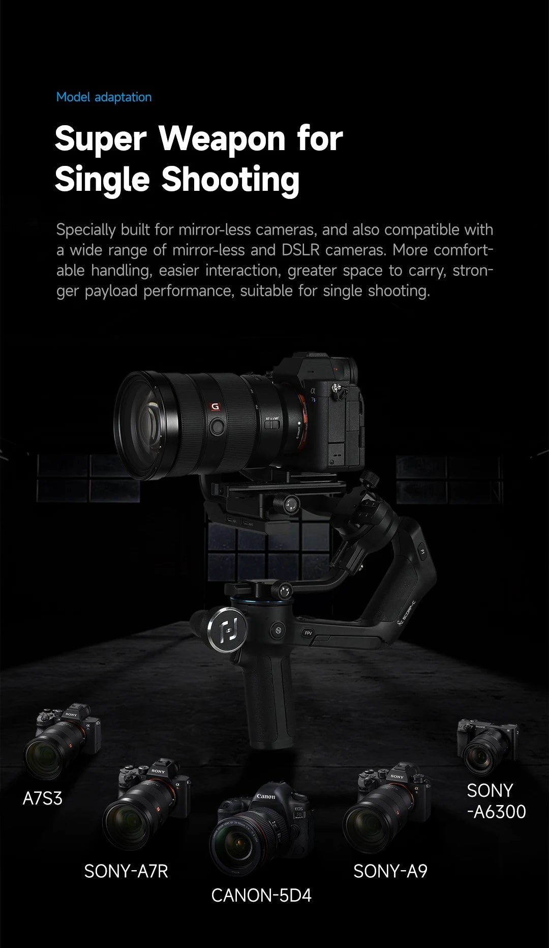 FeiyuTech Official Feiyu SCORP Series SCORP-C Handheld Gimbal 3-Axis Stabilizer Handle Grip for DSLR Camera Sony/Canon