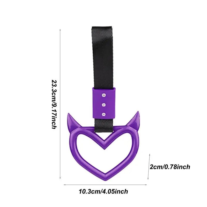 1Pcs New Handle Ring Heart Train Bus Hand Strap Styling Drift Charm Car Warning Tow Strap Hook Sticker