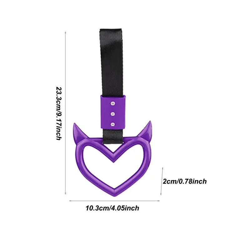 1Pcs New Handle Ring Heart Train Bus Hand Strap Styling Drift Charm Car Warning Tow Strap Hook Sticker