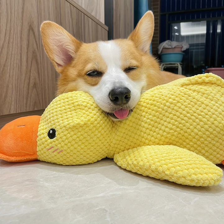 1pc Large Duck Design Pet Grinding Teeth Squeaky Plush Toy, Durable Chew Toy For Dog Interactive Suppl