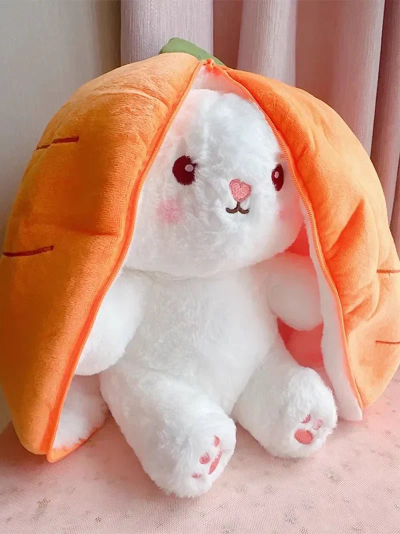 Cute Strawberry Carrot Rabbit Plush Toy Stuffed Creative Into Fruit Transform Baby Cuddly Bunny Doll 25cm for Kid Birthday Gift