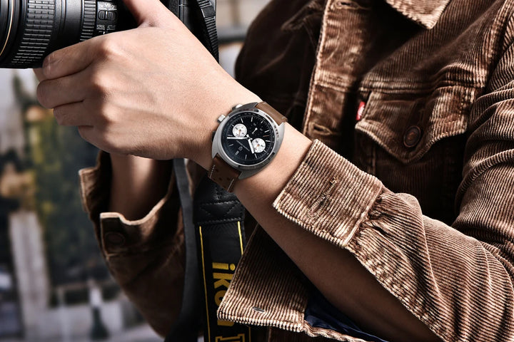 PAGANI DESIGN 2024 Retro Luxury Men's Watches Sports Chronograph VK63 Quartz Watch For Men AR Sapphire Waterproof Leather Clock
