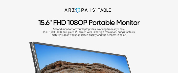 ARZOPA  1080P Portable Monitor 15.6 inch Monitors for Laptop MAC Switch Xbox Phone ps4 PC USB C HDMI-Compatible Computer Display