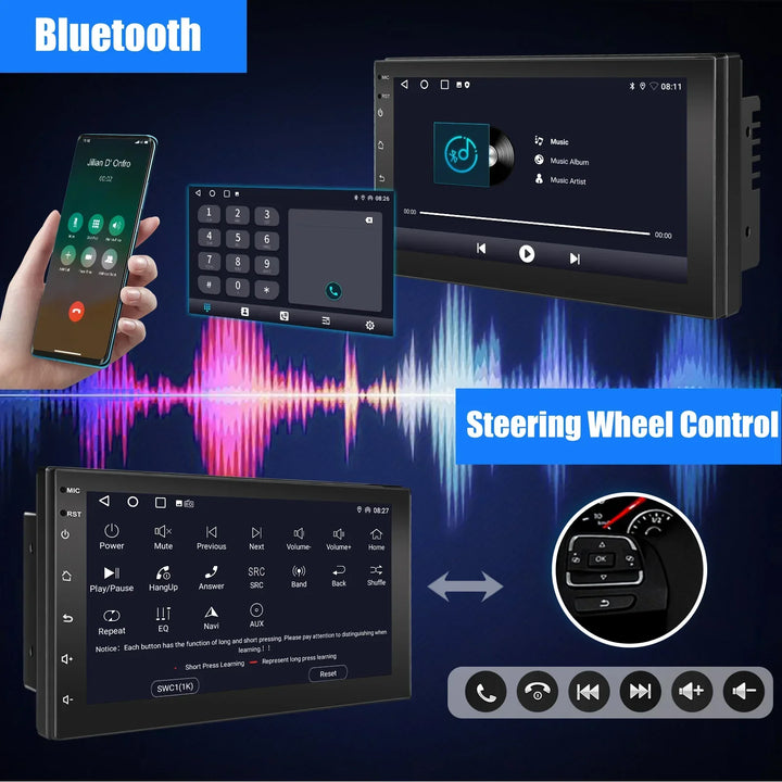 ESSGOO Car Stereo Radio Wireless CarPlay Android Auto 2 DIN 7" Car Stereo HD FM-Radio GPS Touch Screen Head Unit 4+64G DAB+AHD