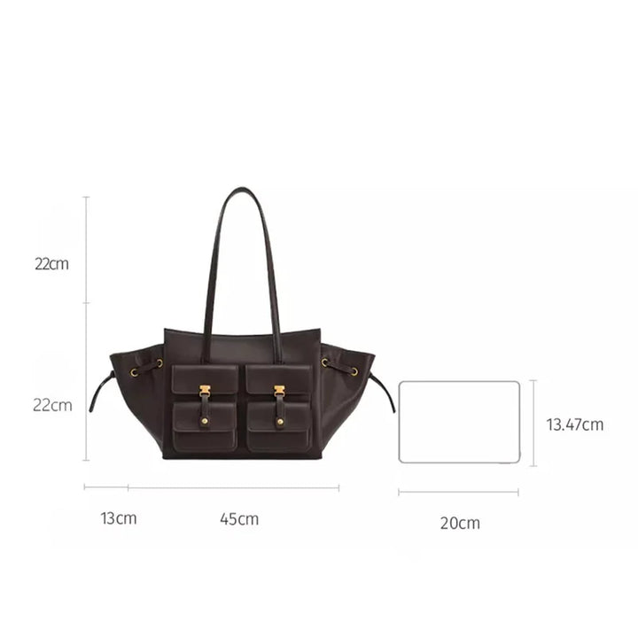 Luxury Brand Silver Buckle Fashion Genuine Leather Handbag New Large Capacity Tote Bag Designer Women's Commuter Shoulder Bag