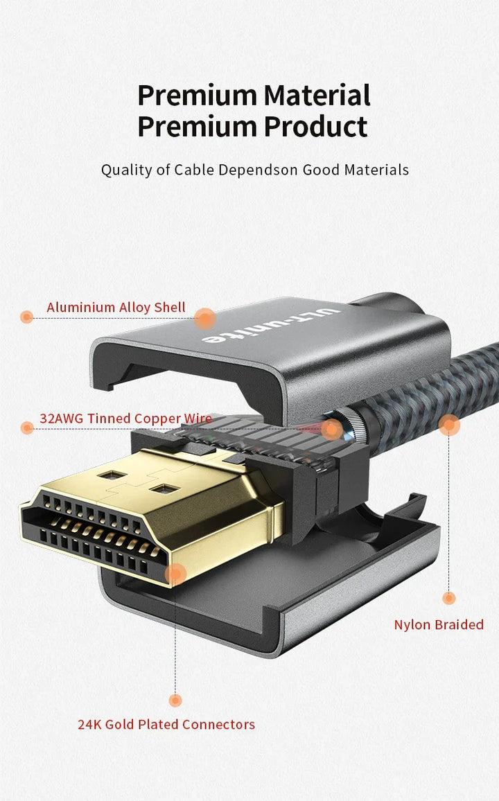 4K HDMI Cable High Speed 18Gbps HDMI 2.0 Cable HDR 3D Braided HDMI Cord ARC Compatible for MacBook Pro 2021 UHD TV Projector PC