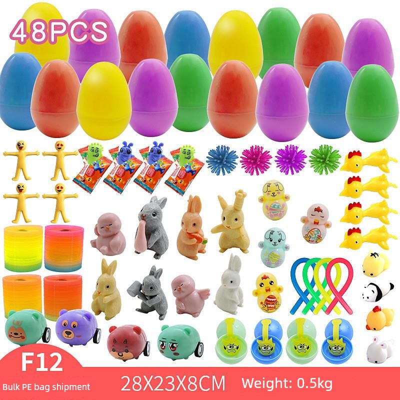 Children's Day Easter Egg Kids Building Blocks Blind Box Cartoon Rabbit Decompression Color Film Puzzle Egg Engineering Car Toys