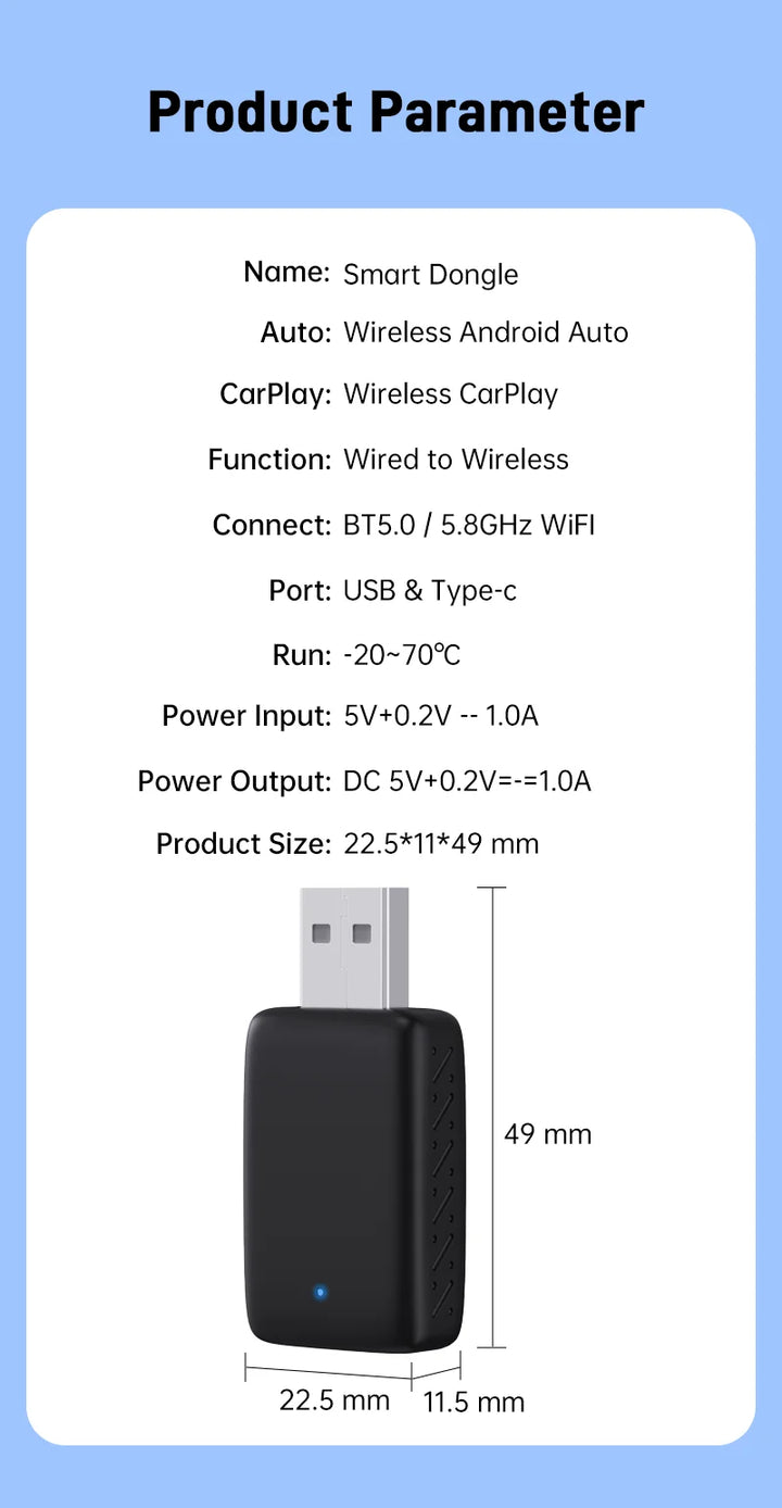 2025 NEW Wireless Carplay Adapter Android Auto 2in1 Smart Mini Box WIFI BT Auto Connect For Toyota Volvo Benz MG Kia MAZDA FORD