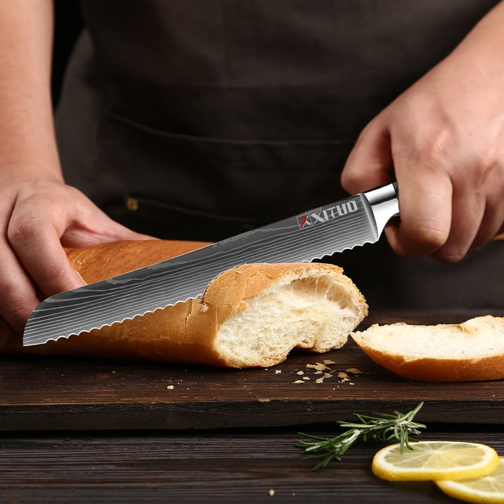 XITUO Professional Damascus Laser Pattern Chef Knife High-Quality Kitchen Knife, Sharp Slicing Cleaver, Boning & Utility Knife