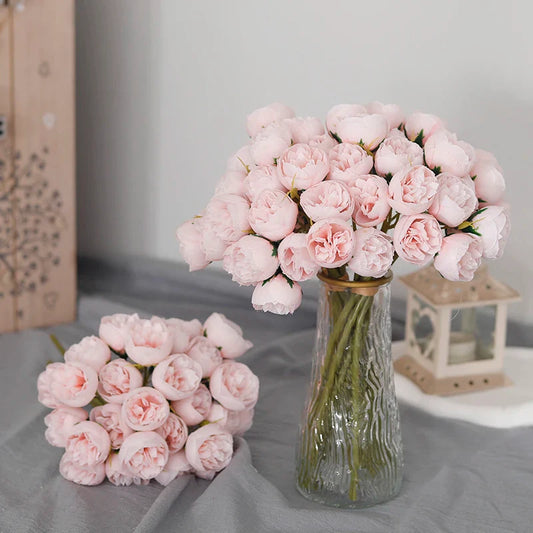 27 Heads Pink Roses Peony Bouquet