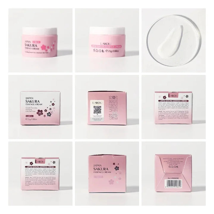 Japan Sakura Wrinkle Remover Face Serum Cream Anti-Aging Fade Fine Lines Lift Firming Vitamin C Whitening Rejuvenation Skin Care