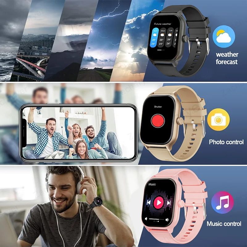 Smart watch, wireless calling/dial, multi-Sport mode, calling reminder and rejection, SMS reminder, for iPhone/Andriod