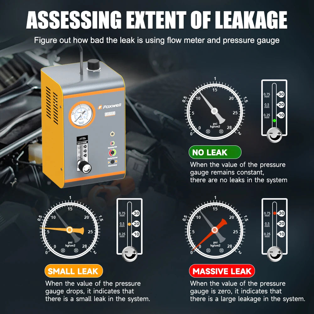 FOXWELL SD203 Automotive Smoke Machine Built-in Air Pump EVAP Vacuum Leak Detector Dual Mode Car Pipe Leakage Diagnostic Tester