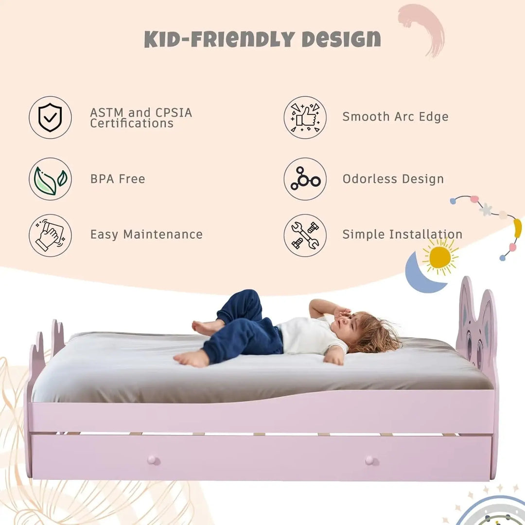 Twin Cat-Shaped Bed with Trundle