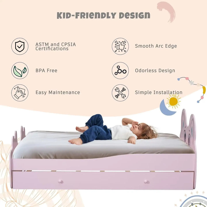 Twin Cat-Shaped Bed with Trundle