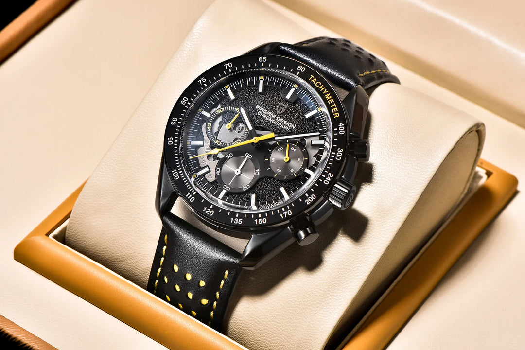 PAGANI DESIGN 2024 New Moon Dark Men's Watches Luxury Quartz Watch Men Skeleton Sport Chronograph AR Sapphire glass Wrist Watch
