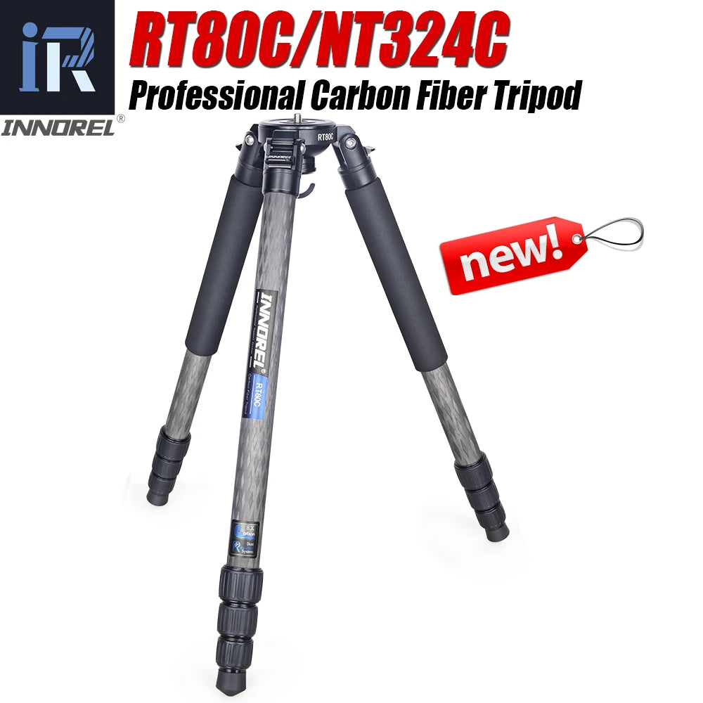 INNOREL RT80C Carbon Fiber Camera Tripod Professional Birdwatching Heavy Duty Tripod 75mm Bowl Adapter for DSLR Video Camcorder
