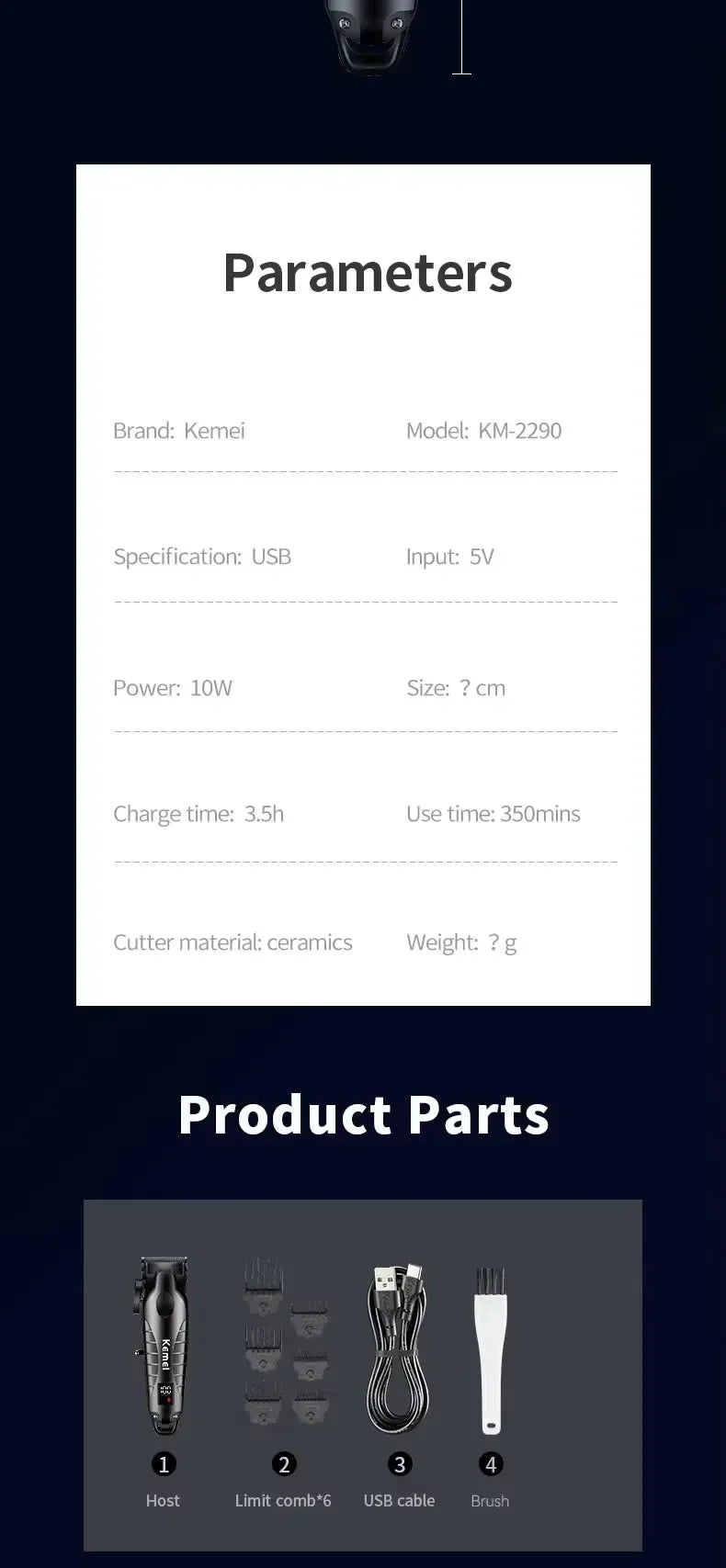 Kemei KM-2290 KM-2293 KM-T95 New Professional Cutting Machine Electric Shaver Hair Trimmers With LCD Display Men's Hair Clipper