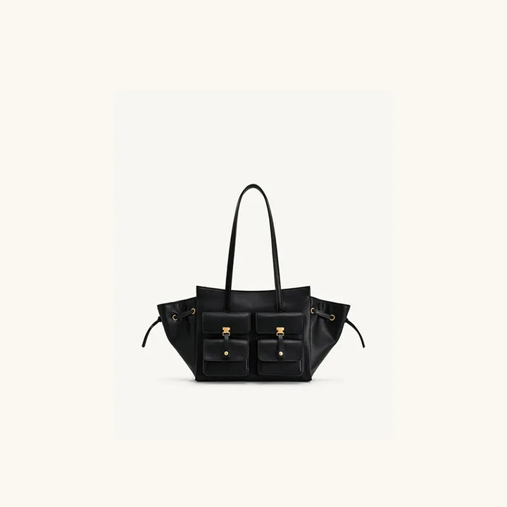 Luxury Brand Silver Buckle Fashion Genuine Leather Handbag New Large Capacity Tote Bag Designer Women's Commuter Shoulder Bag