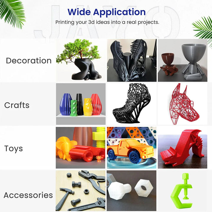 JAYO PLA 3D Filament 1.75MM 10Rolls/set PLA+/Silk PLA/PLA Matte /PETG 3D Printer Filament For FDM Black 3D PrintIng Materials
