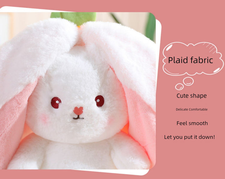 Strawberry Rabbit Doll Transformation Strawberry Rabbit Doll Zipper Plush Toy Rabbit Doll Birthday Gift for Girls Female