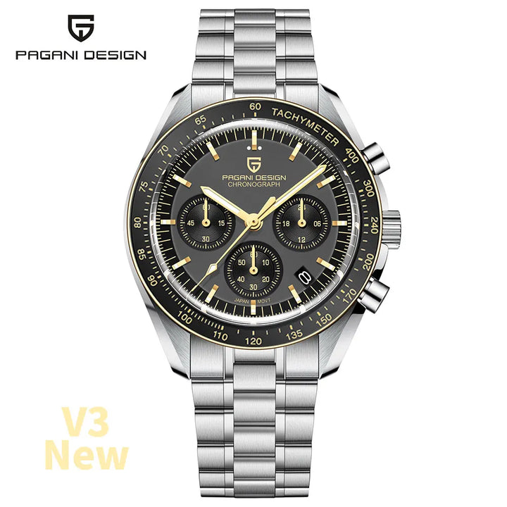 PAGANI DESIGN 2025 New Moon Men's Watches Luxury Quartz Watch For Men AR Sapphire Glass 100M Waterproof Wristwatch Chronograph