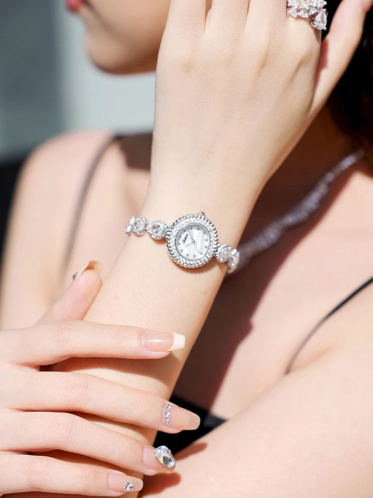 Sotoiru Luxury Bracelet Party Watches For Women Zircon Waterdrop Shape Quartz Wristwatch Jewel Accessory Gifts For Woman