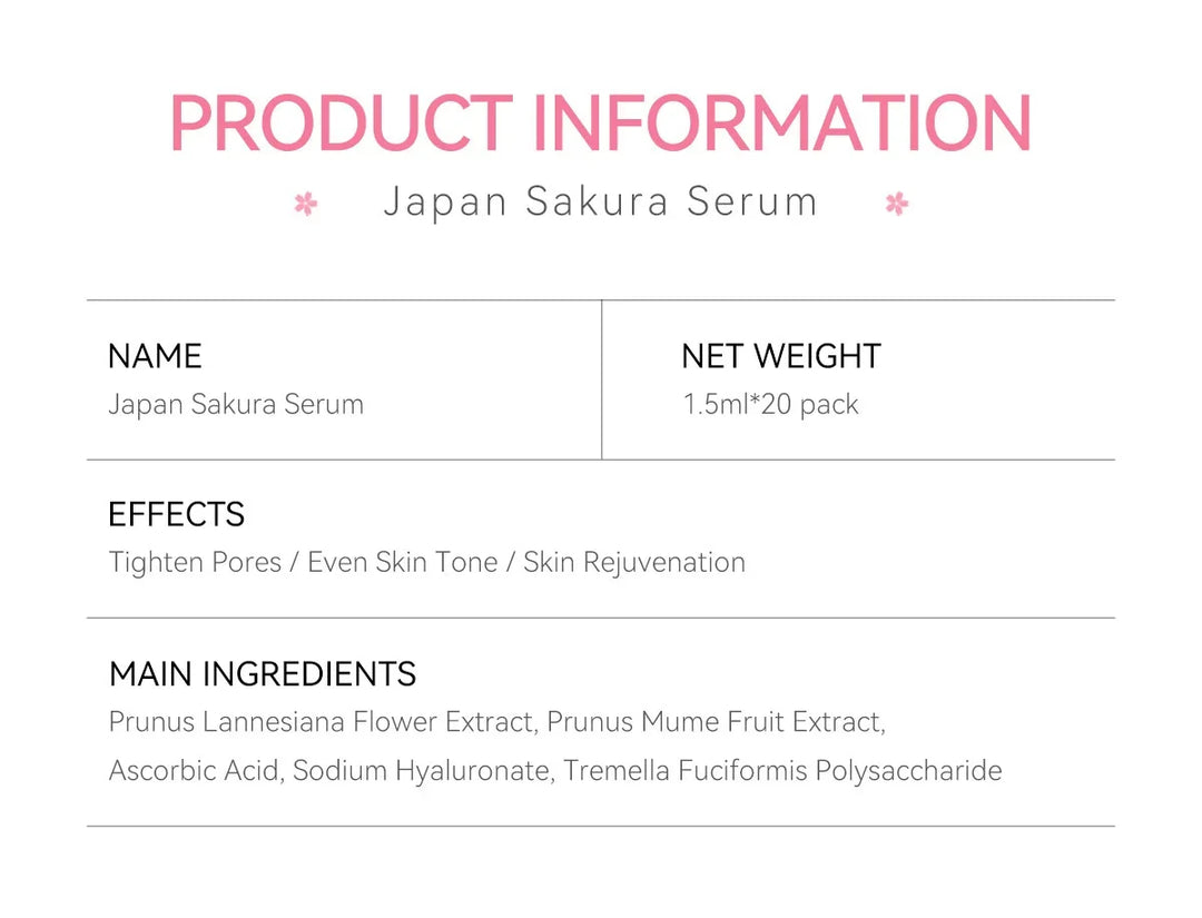 Sakura Whitening Face Serum Fade Fine Lines Anti Aging Tighten Pores Improve Melanin Pigment Dull Moisturizer Brighten Skin Care