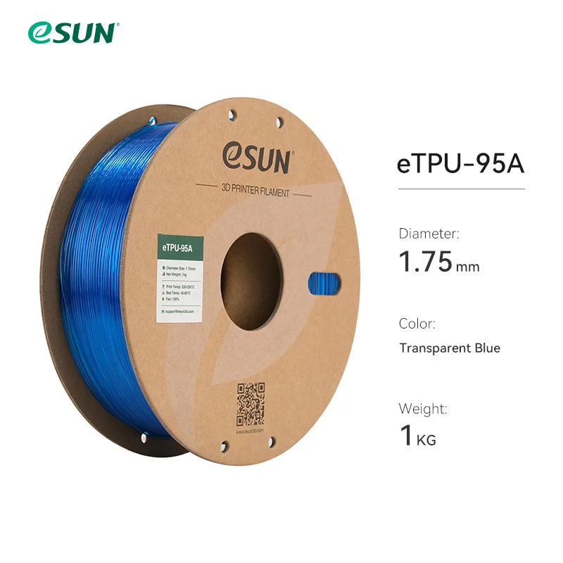eSUN Flexible TPU Filament 1.75mm,TPU 95A 3D Printer Filament 1KG 2.2 LBS Spool 3D Printing Material For 3D Printers TPU 95A