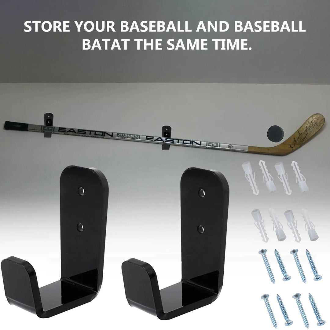 2pcs Hockey Stick Display Stand Acrylic Wall Mount Black Hockey Stick Supports Bracket Holder Horizontal Hanger
