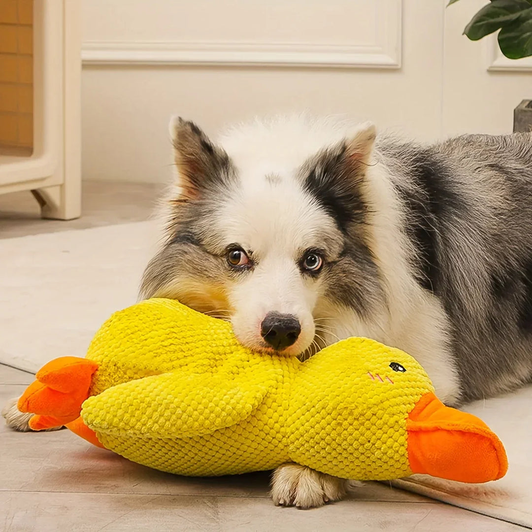 1pc Large Duck Design Pet Grinding Teeth Squeaky Plush Toy, Durable Chew Toy For Dog Interactive Suppl